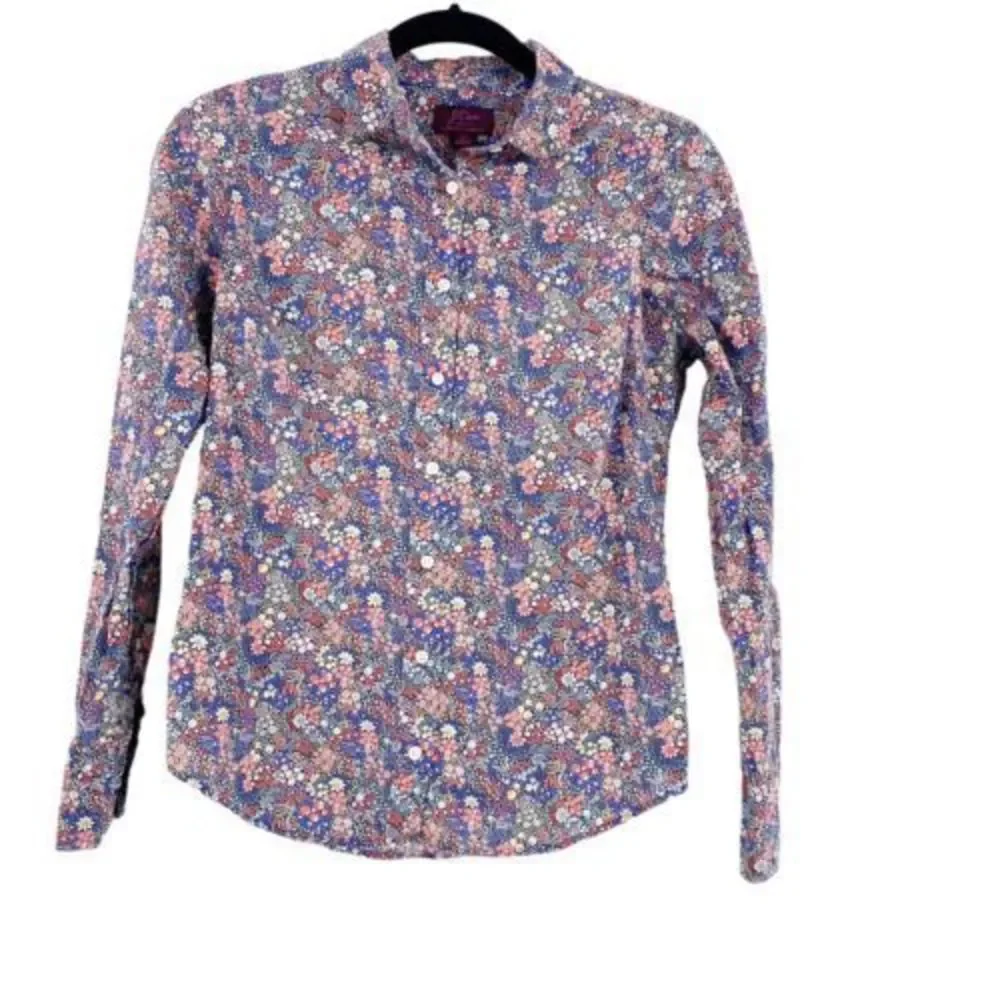 J Crew Liberty of London Blouse Elderberry Floral Top Womens Size 2 Long Sleeve